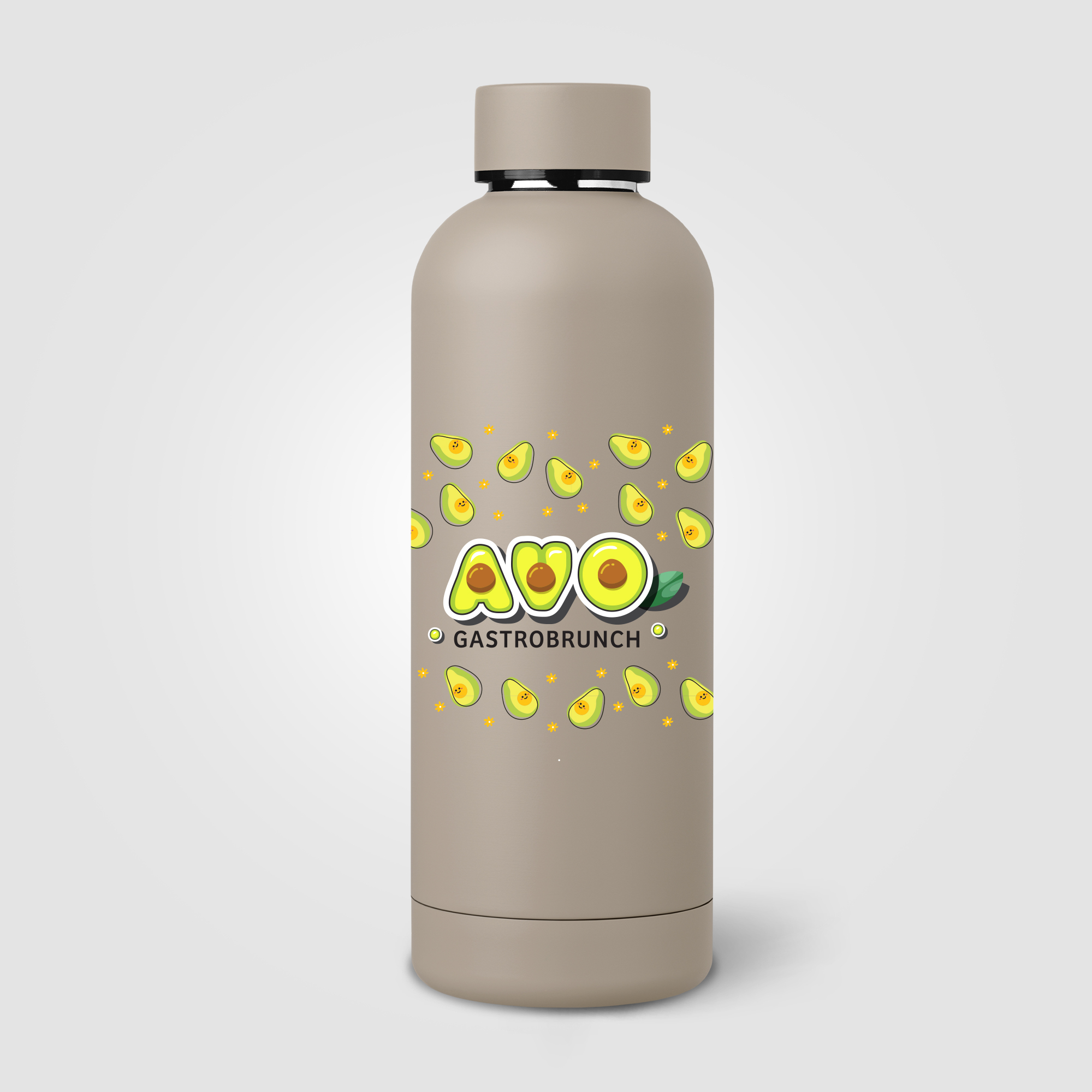 Gourde isotherme en acier recyclé 530 ml personnalisable Astrid Gris chaud